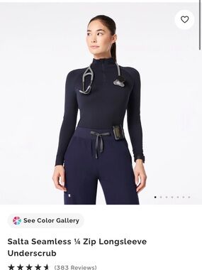 Salta Seamless 1/4 Zip Longsleeve Underscrub - Navy